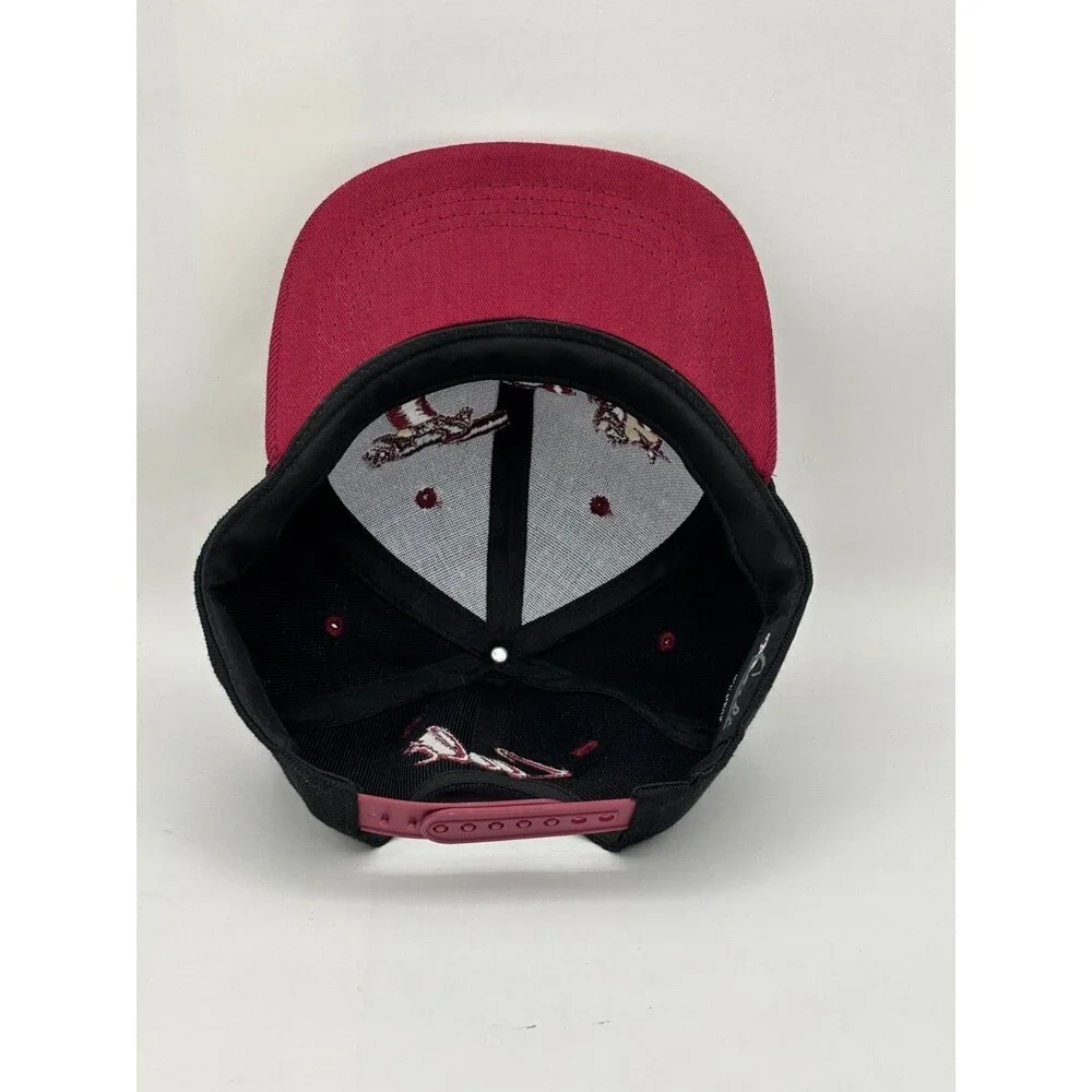 NWT California Republic Cali Snapback Hat Black Burgundy Embroidered Bear Adjust